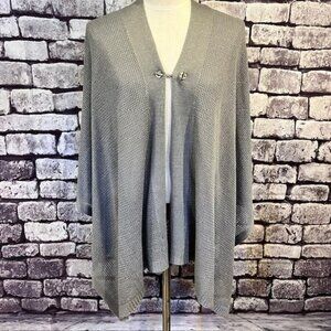 Calvin Klein NWT Gray & Silver Knit Poncho Sweater One Size